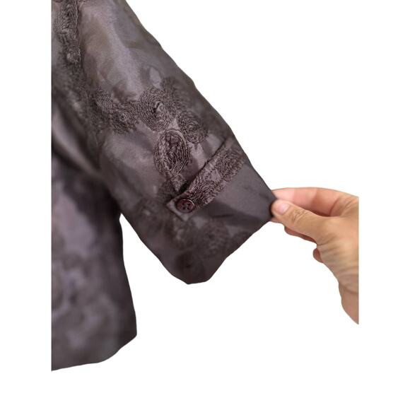 J’ENVIE New York Brown Cropped Jackert With Floral Jacquard Pattern Sz. 10 - Picture 2 of 6